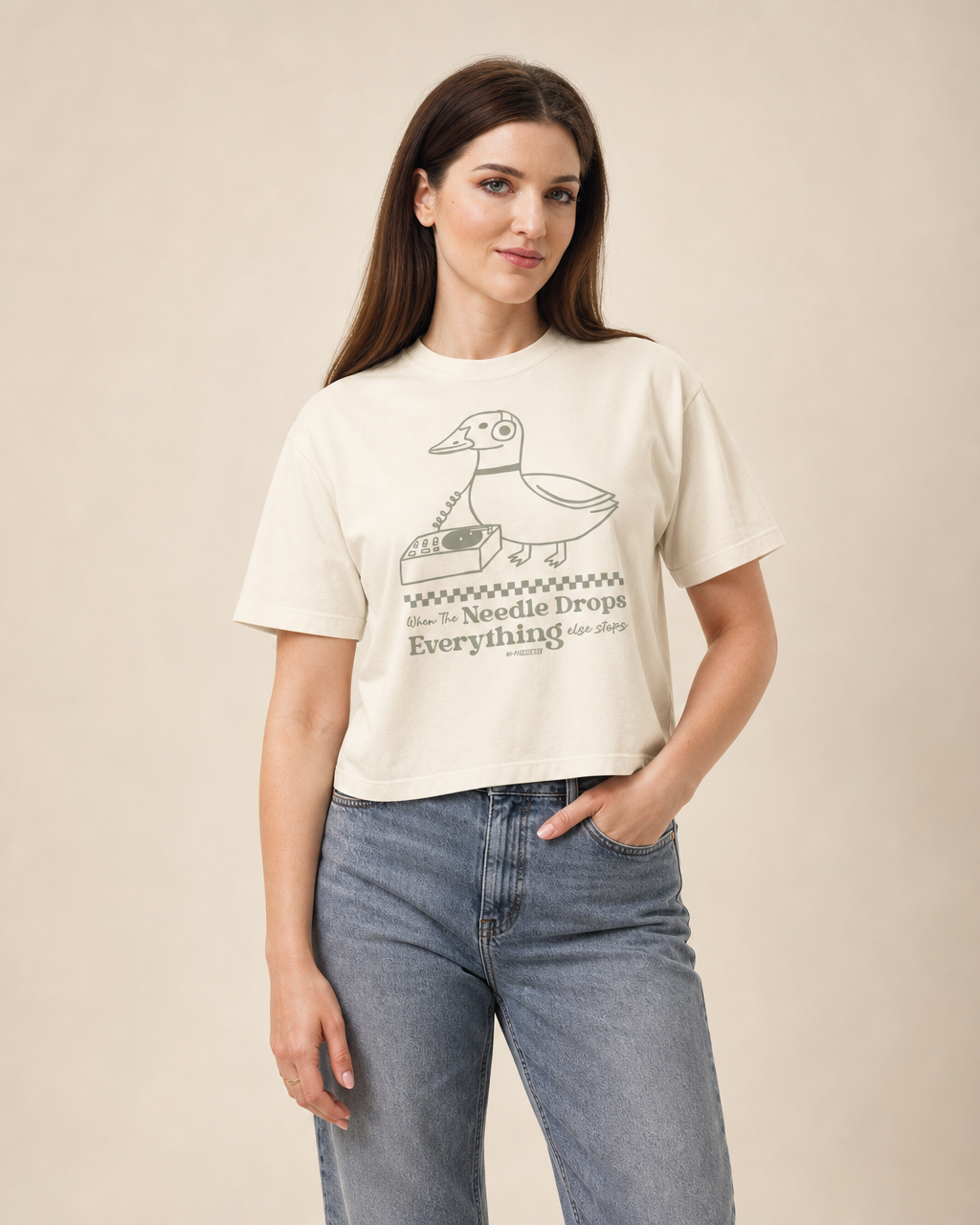 When The Needle Drops Boxy Tee — Ivory