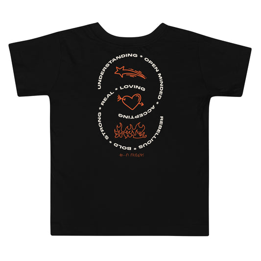 Toddler Real Friends Attributes short sleeve t-shirt in a relaxed, comfortable fit.