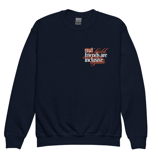 Youth We Build Inclusion Together crewneck sweatshirt in a structured midweight fleece.
