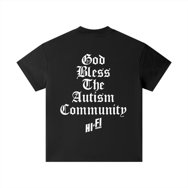 God Bless The Autism Community design on a youth tee.