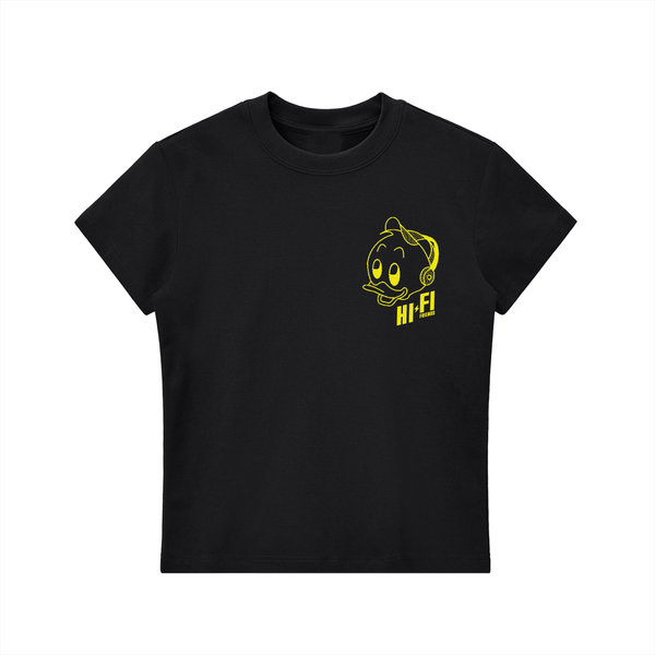 Inclusion On Repeat (Huey) design on a women's essential tee.