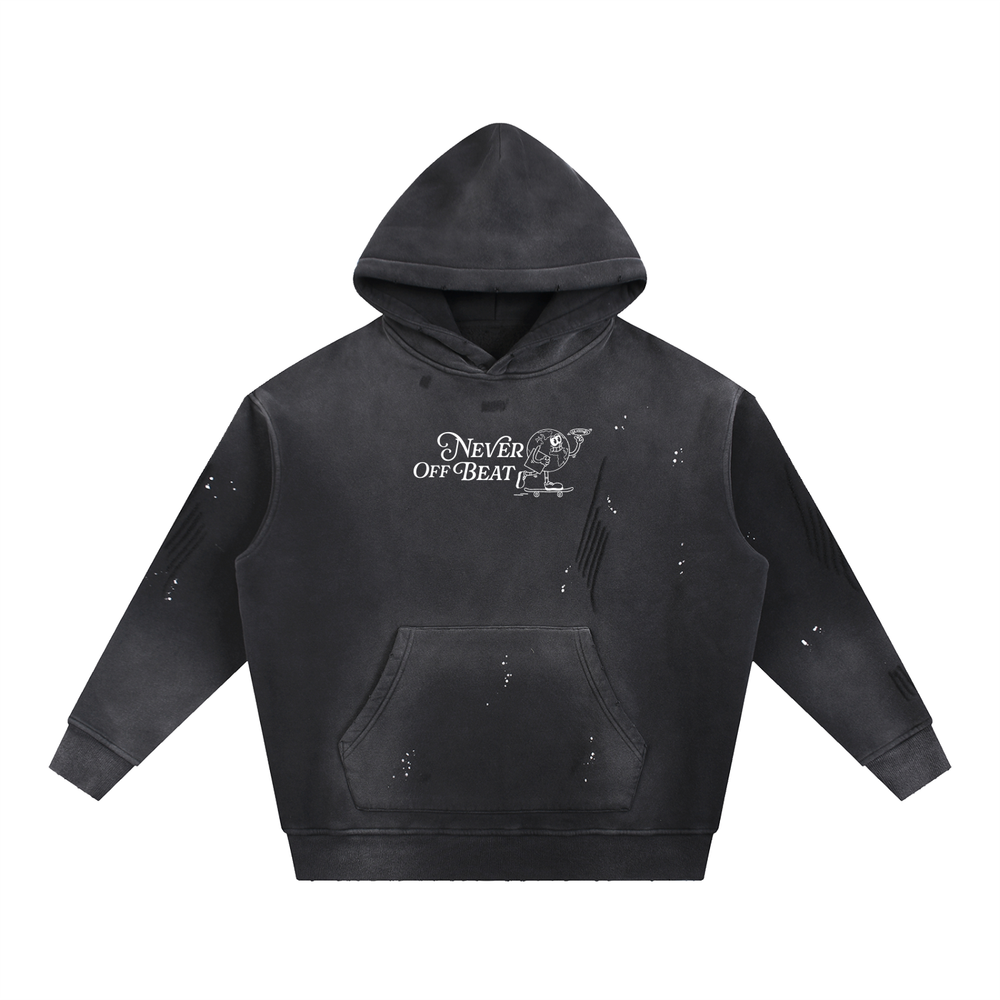 Never Off Beat Frayed Fleece Hoodie