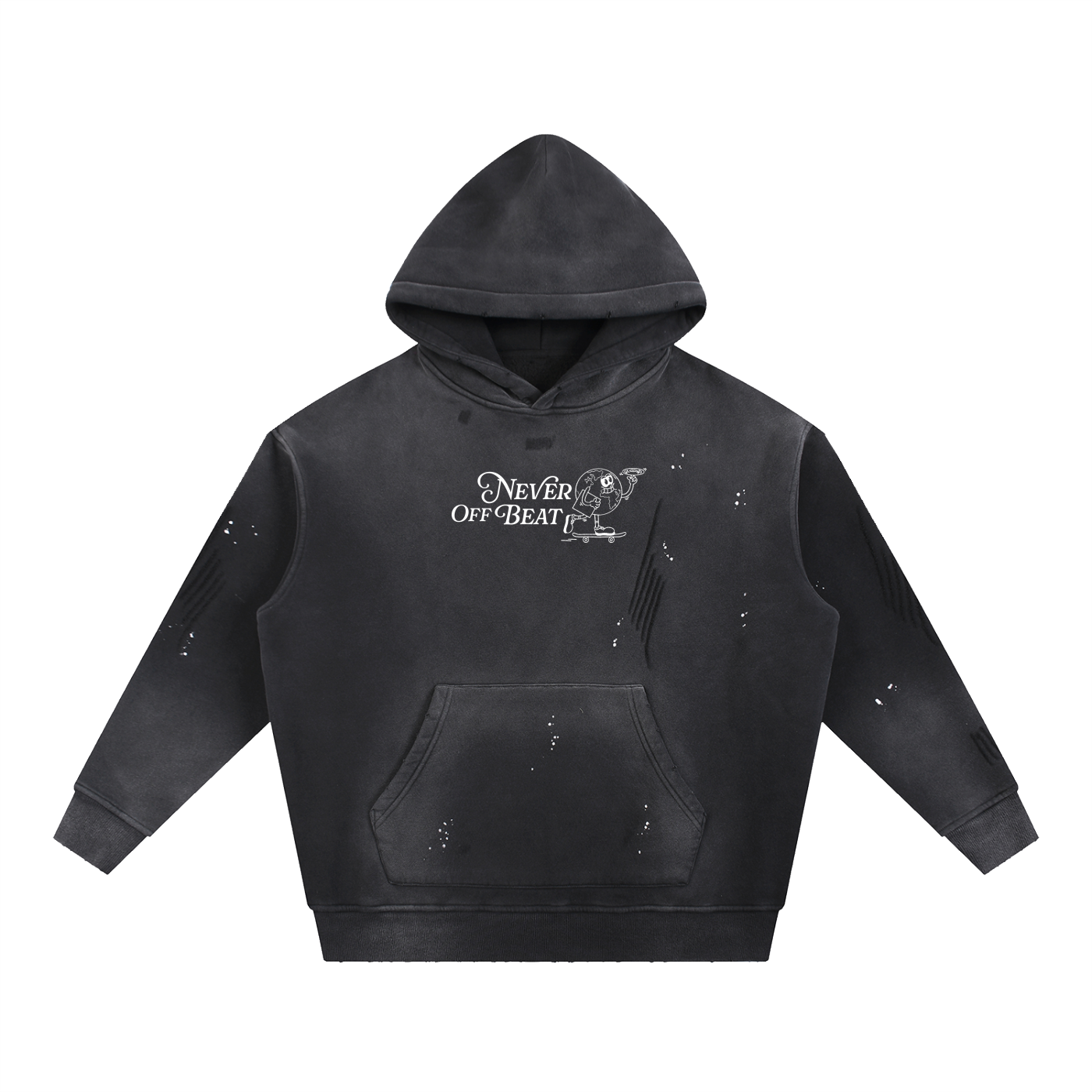 Never Off Beat Frayed Fleece Hoodie