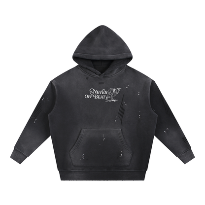 Never Off Beat Frayed Fleece Hoodie