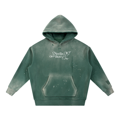 Never Off Beat Frayed Fleece Hoodie