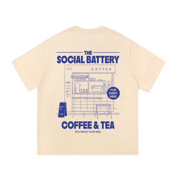 Social Battery design on a unisex tee.