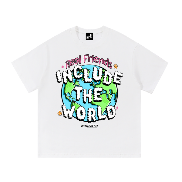 Real Friends Include The World Tee — White