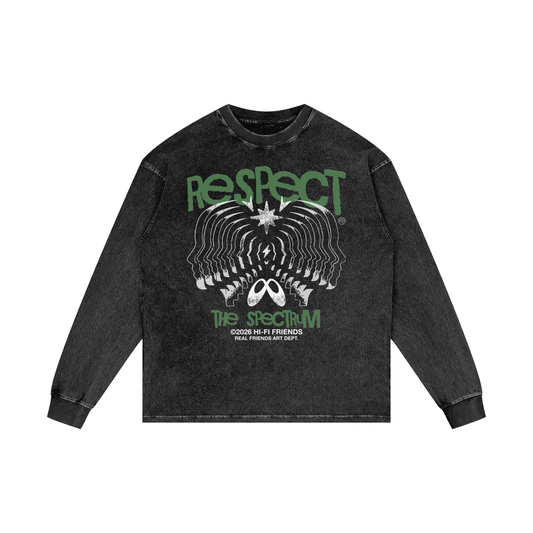 Respect The Spectrum // Adult Unsex Acid Wash Oversize Long Sleeve T-Shirt