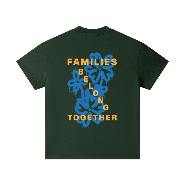 Families Belong Together design on a youth tee.