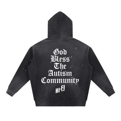 God Bless The Autism Community Frayed Fleece Hoodie