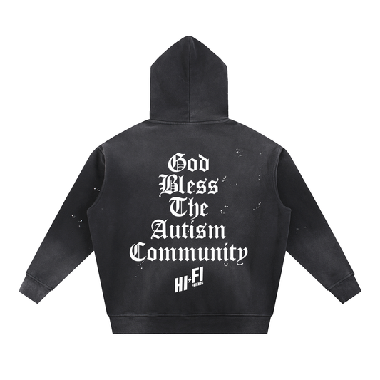 God Bless The Autism Community Frayed Fleece Hoodie