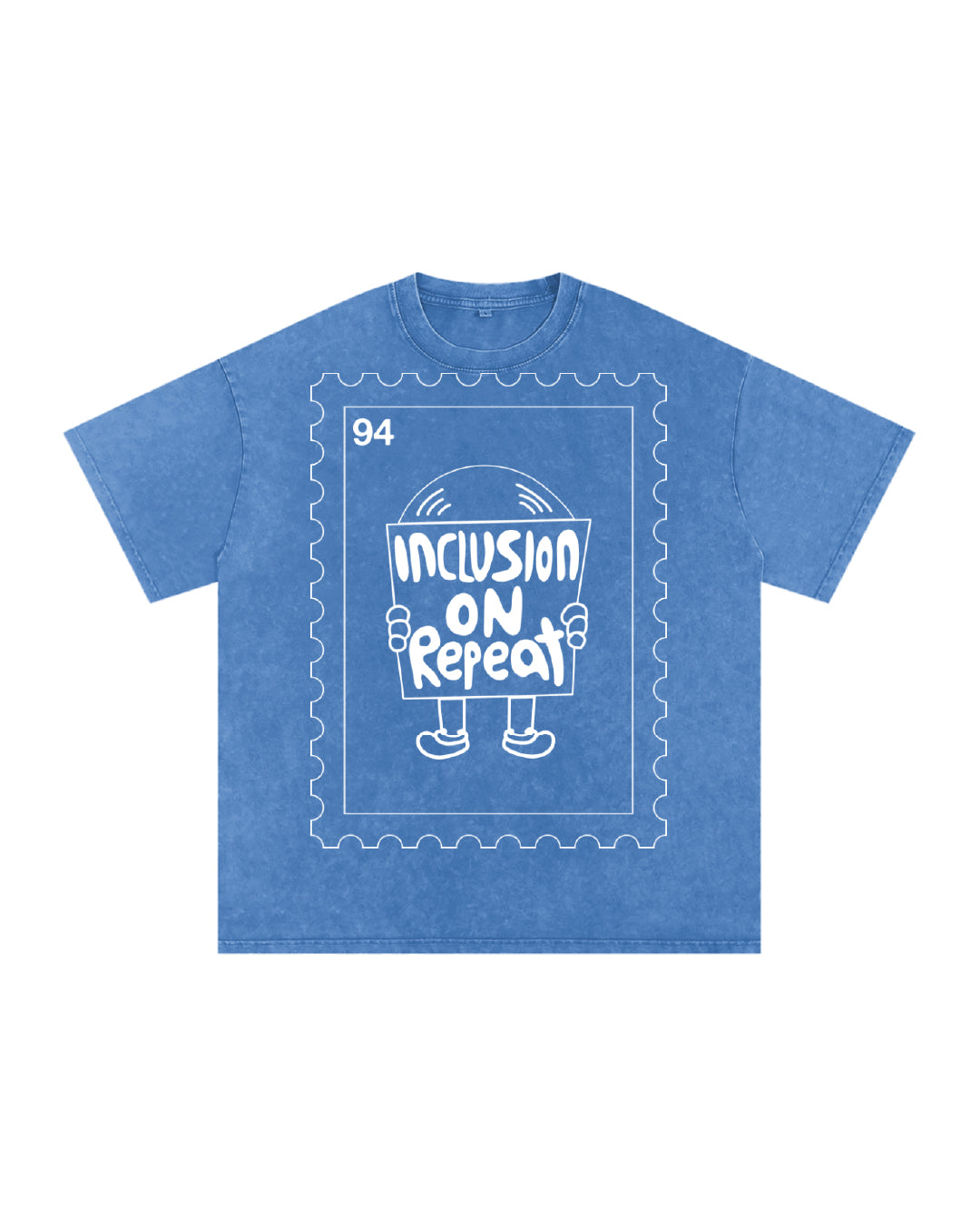 Inclusion on Repeat Stamp Outline // Unisex Snow Washed Oversized Tee