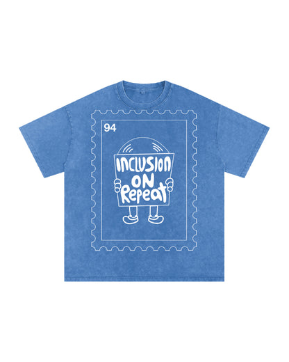Inclusion on Repeat Stamp Outline // Unisex Snow Washed Oversized Tee