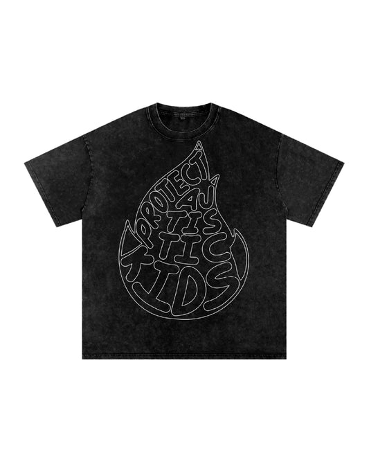 Protect Autistic Kids Outline  // Unisex Snow Washed Black Oversized Tee