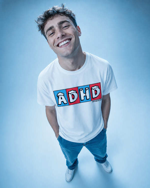 ADHD Freeze design on a unisex tee.