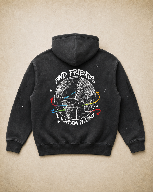 Find Friends in Random Places Frayed Fleece Hoodie
