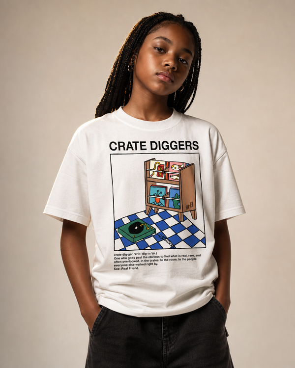 Crate Diggers Youth Tee — White