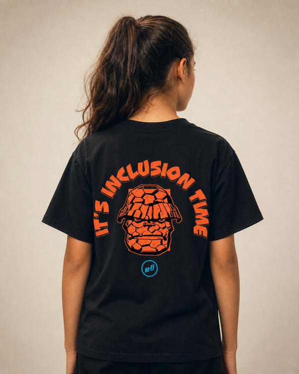 It's Inclusion Time design on a youth tee.