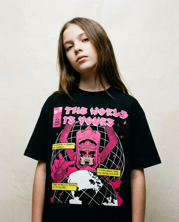 The World Is Yours design on a youth tee.