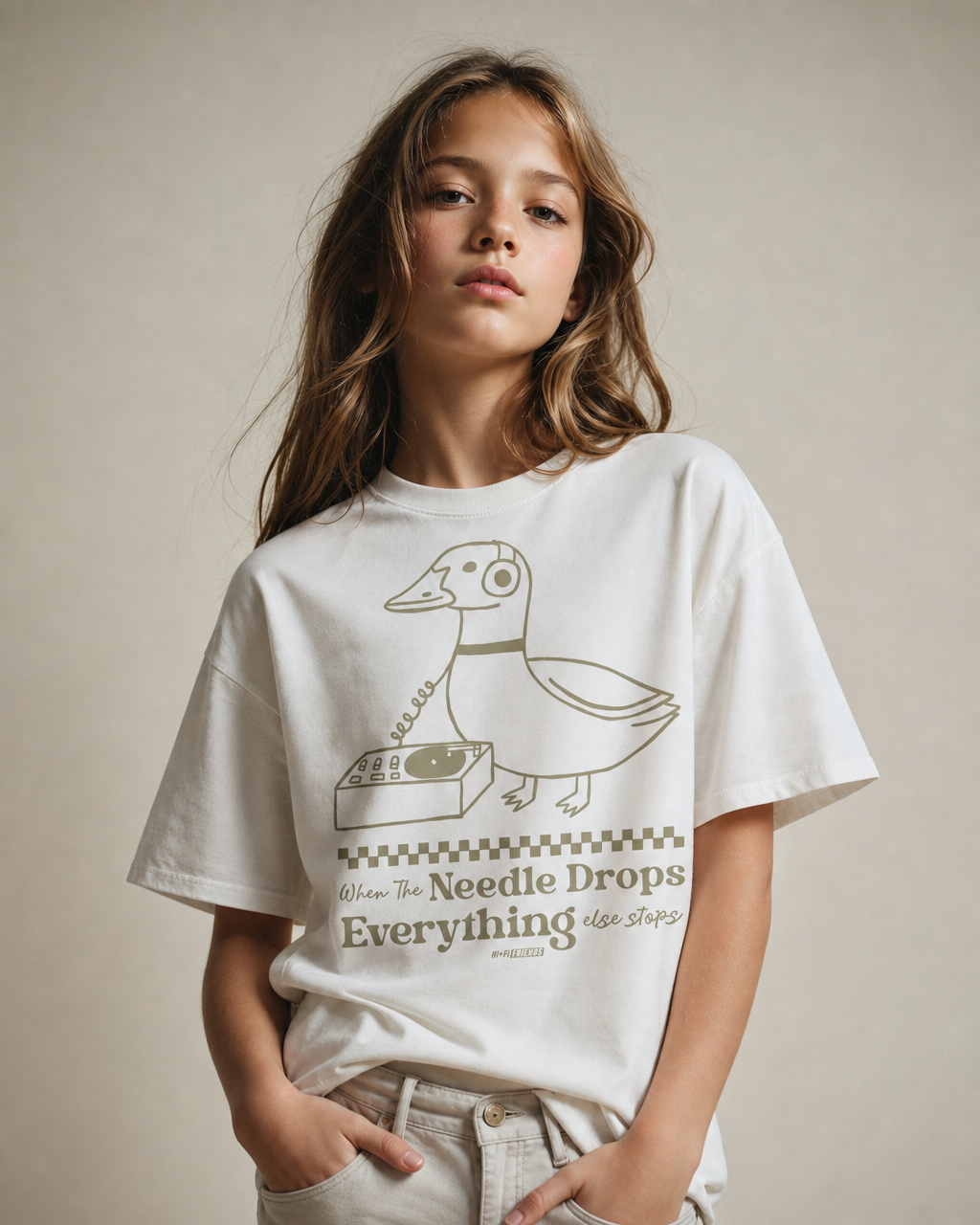 When The Needle Drops Youth Tee — White