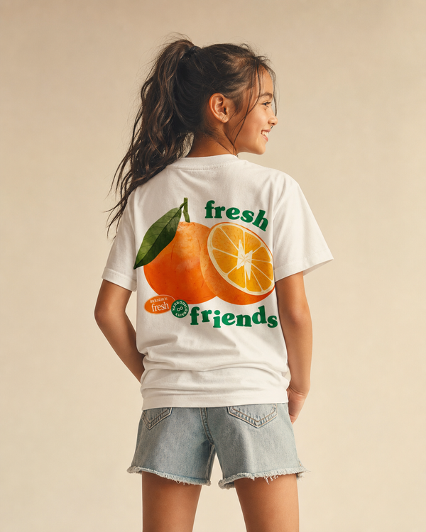 Fresh Friends design on a youth tee.