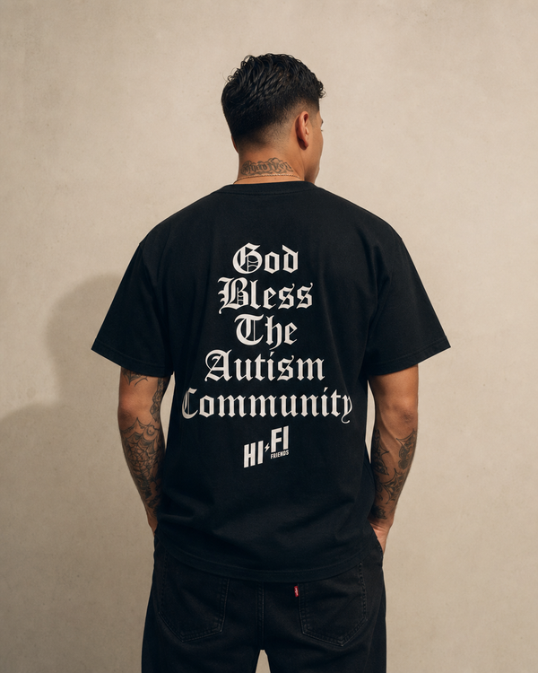 God Bless The Autism Community design on a unisex tee.
