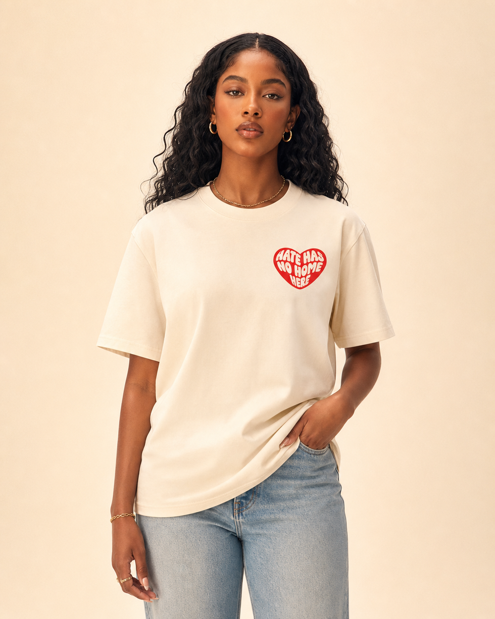 Hate Has No Home Here Tee — Apricot