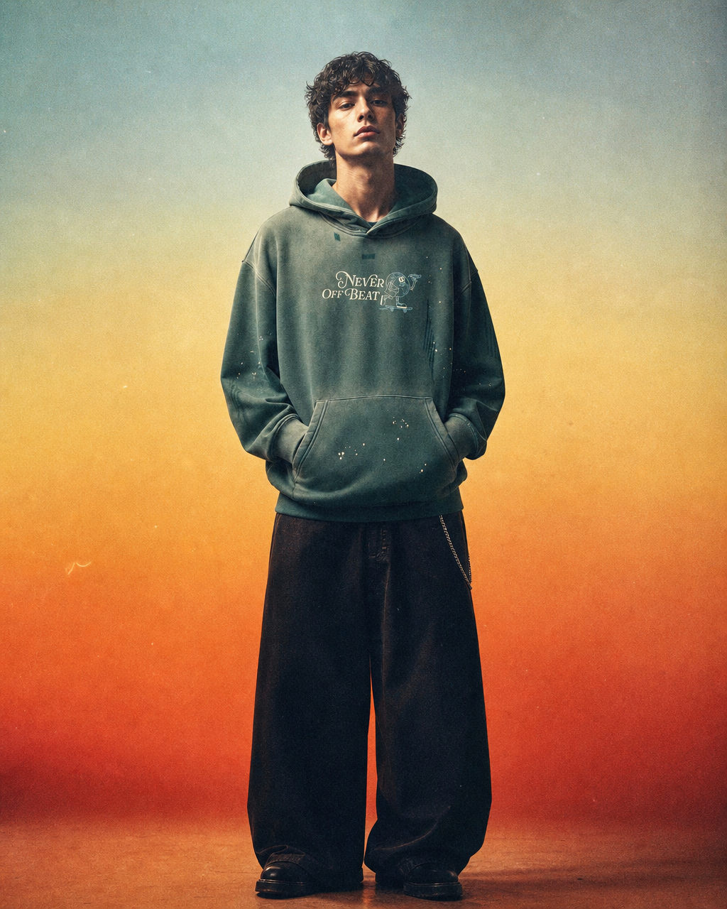 Never Off Beat Frayed Fleece Hoodie