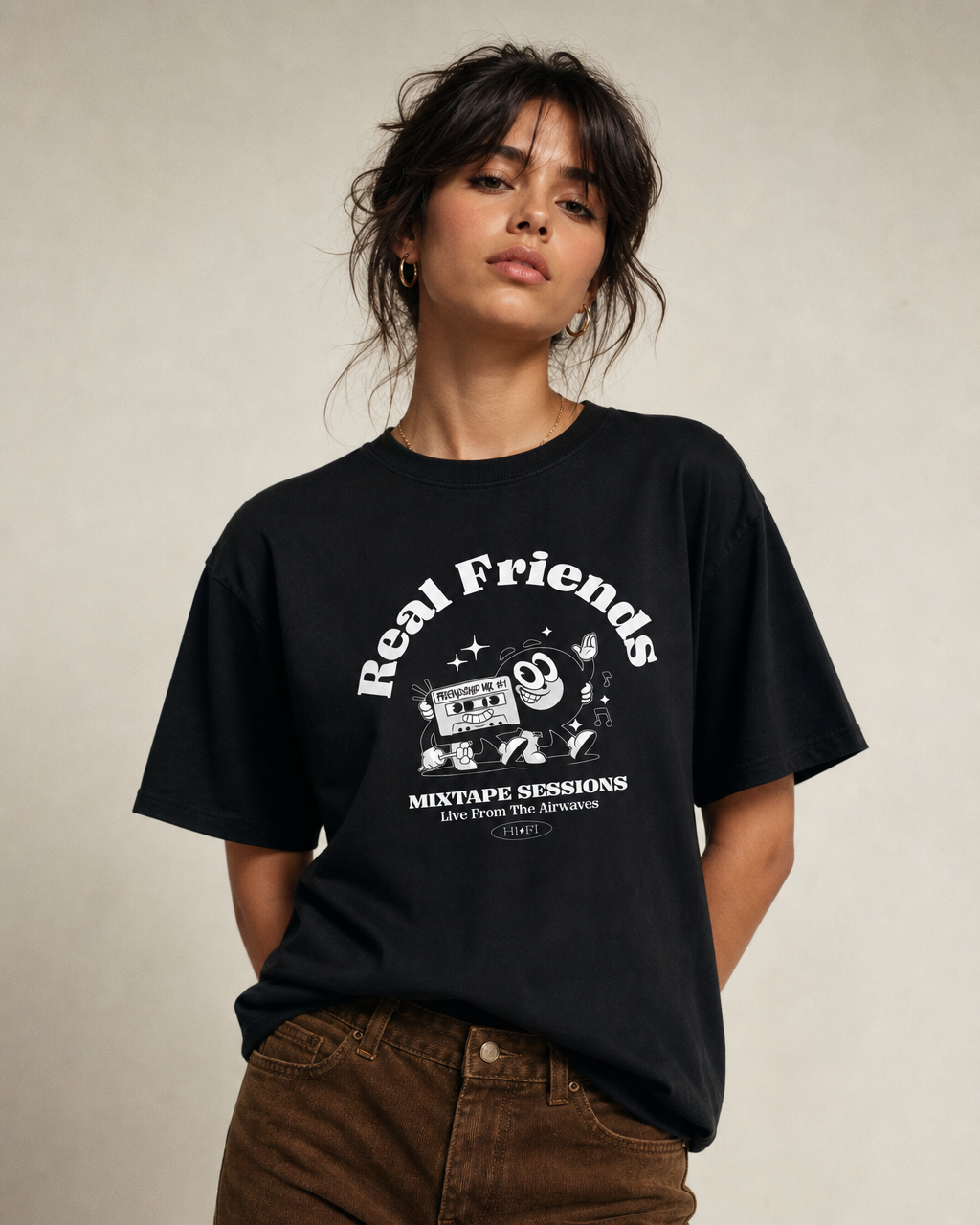 Mixtape Sessions design on a women's seamless boxy tee.