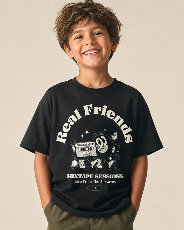 Mixtape Sessions design on a youth tee.