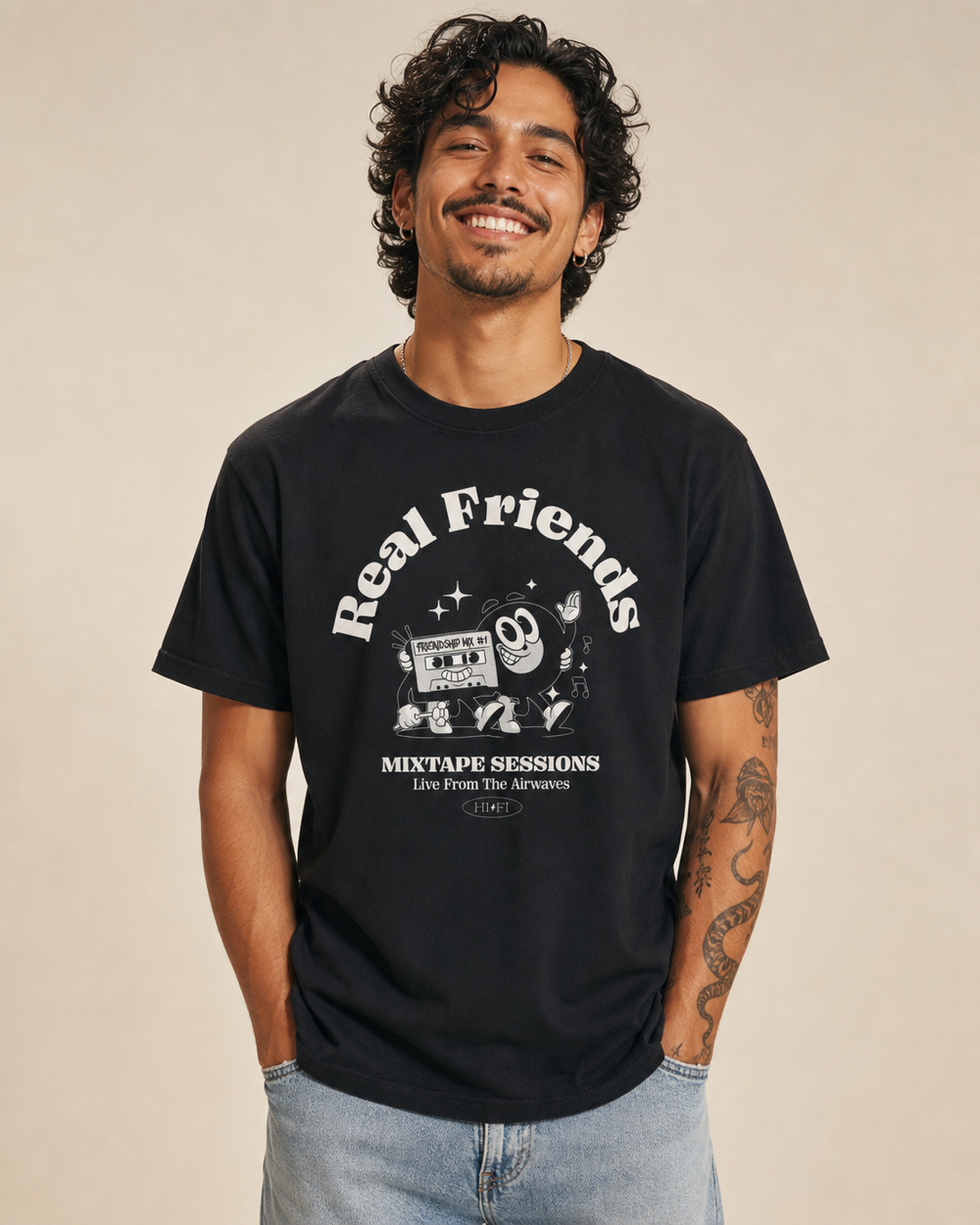 Mixtape Sessions design on a unisex tee.