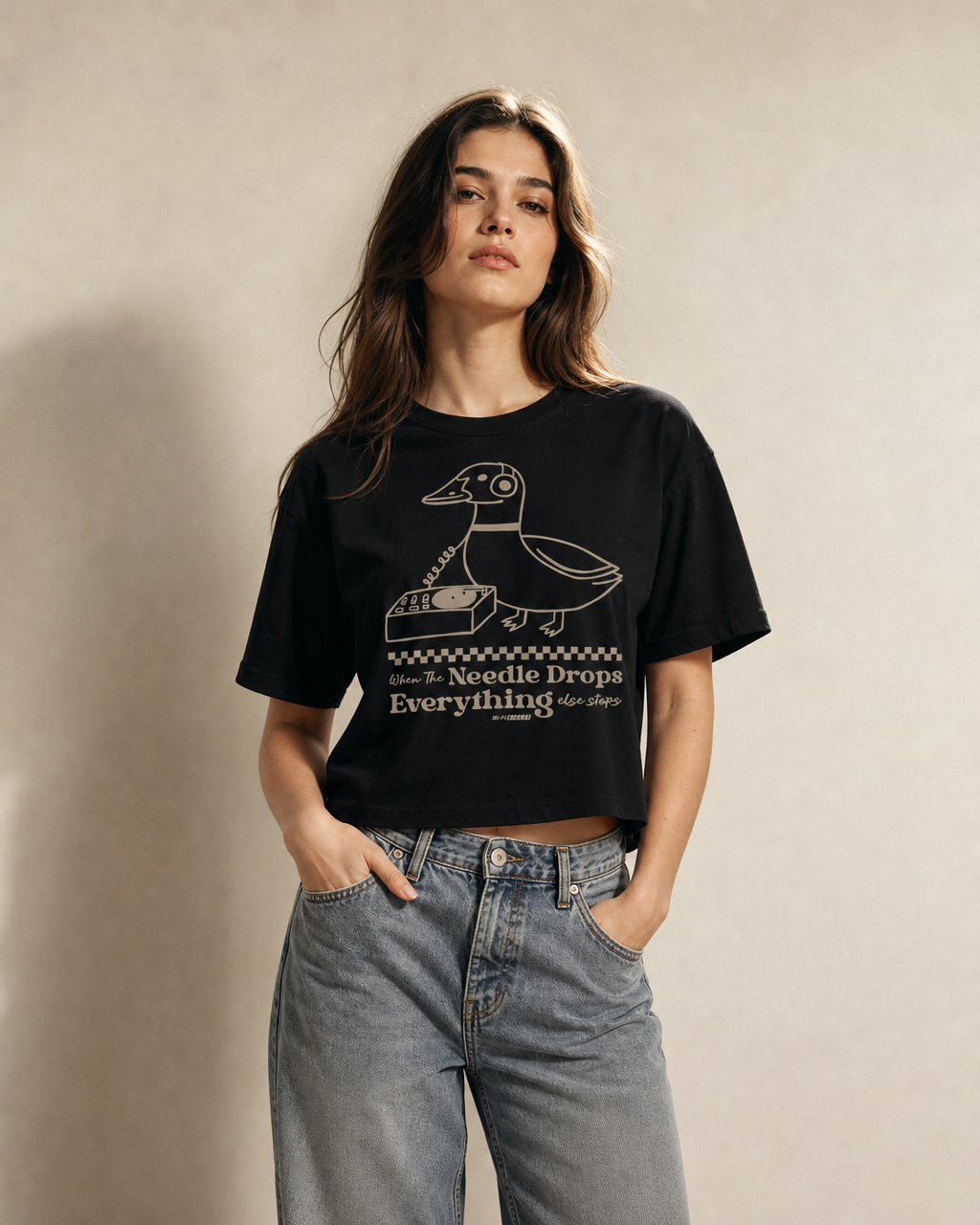 When The Needle Drops Boxy Tee — Black