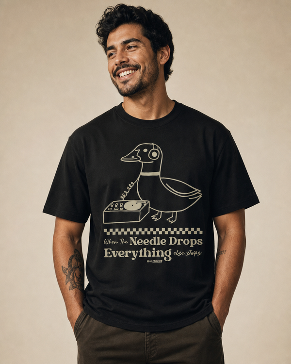 When The Needle Drops Tee — Black