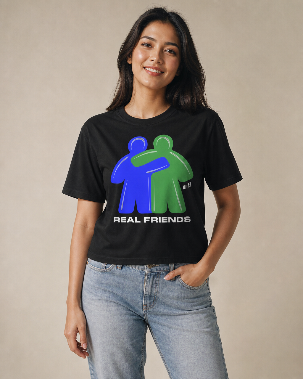 Real Friends Boxy Tee — Black