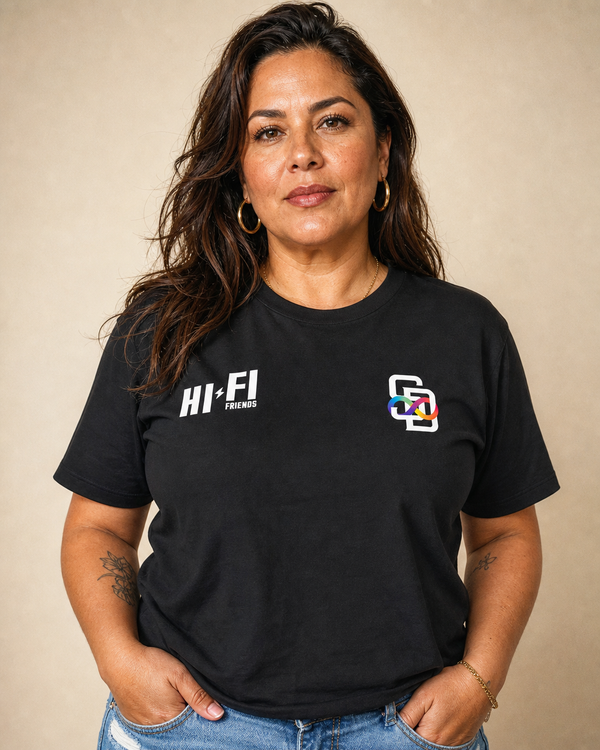 Real Friends SD design on a women's seamless boxy tee.