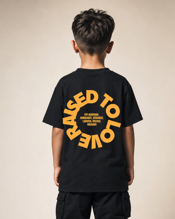 Raised To Love design on a youth tee.