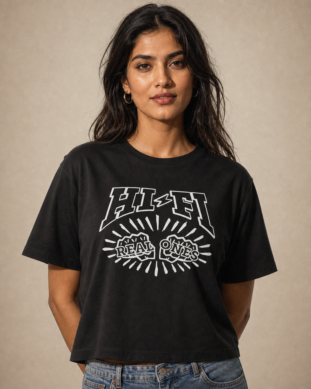 Real Ones design on a women's seamless boxy tee.