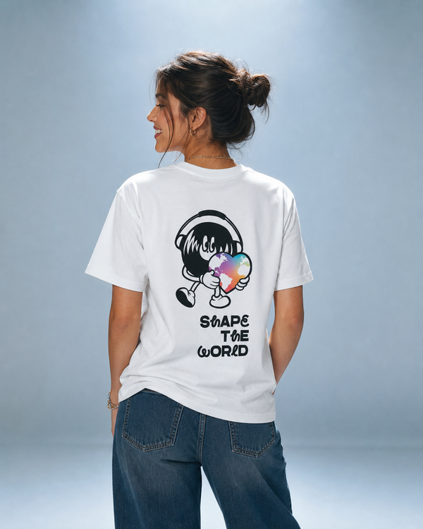 Shape The World design on a unisex tee.