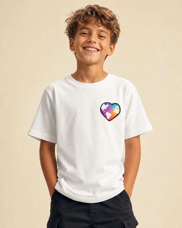 Shape The World design on a youth tee.