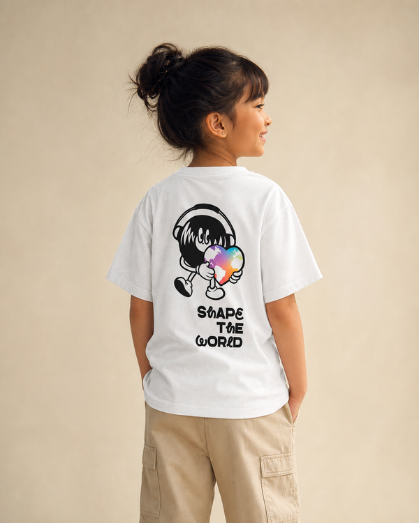 Shape The World design on a youth tee.