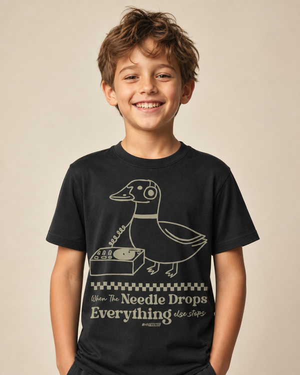 When The Needle Drops Youth Tee — Black