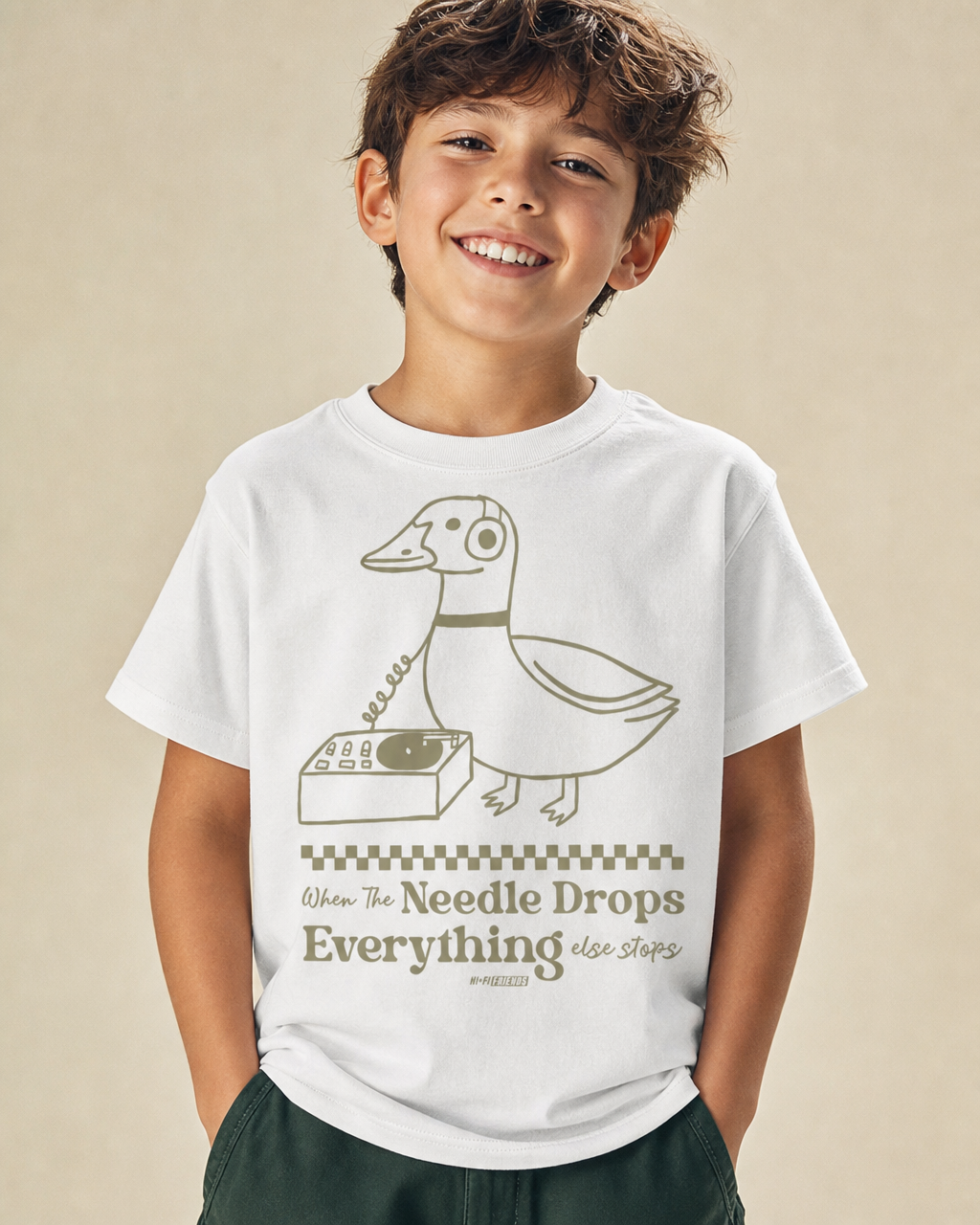 When The Needle Drops Youth Tee — White