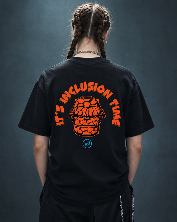 It's Inclusion Time design on a unisex tee.