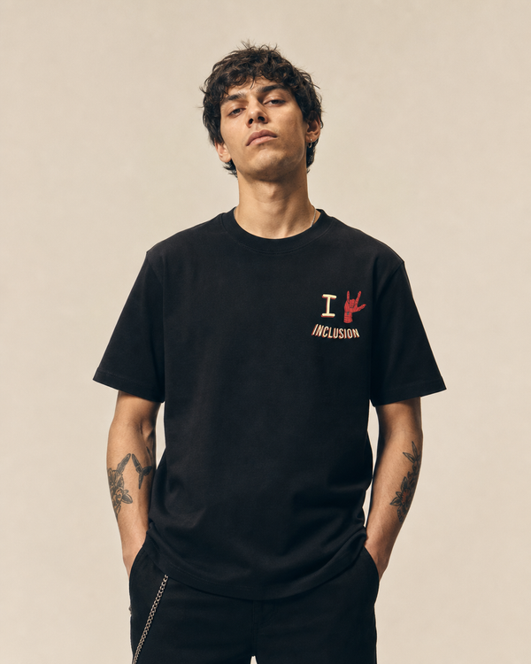 I Love Inclusion design on a unisex tee.