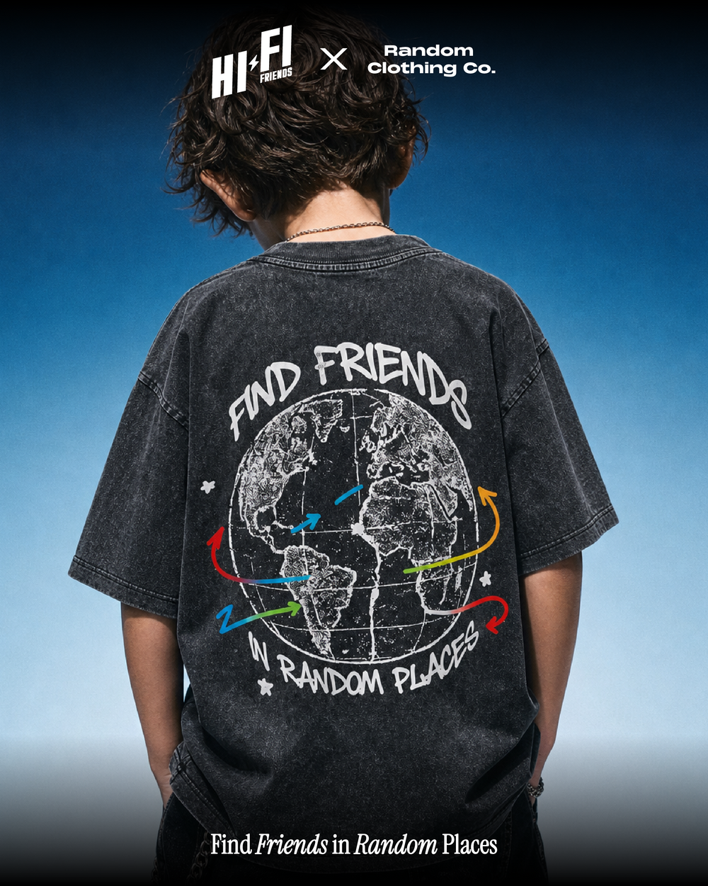 Find Friends in Random Places Youth Oversized Tee