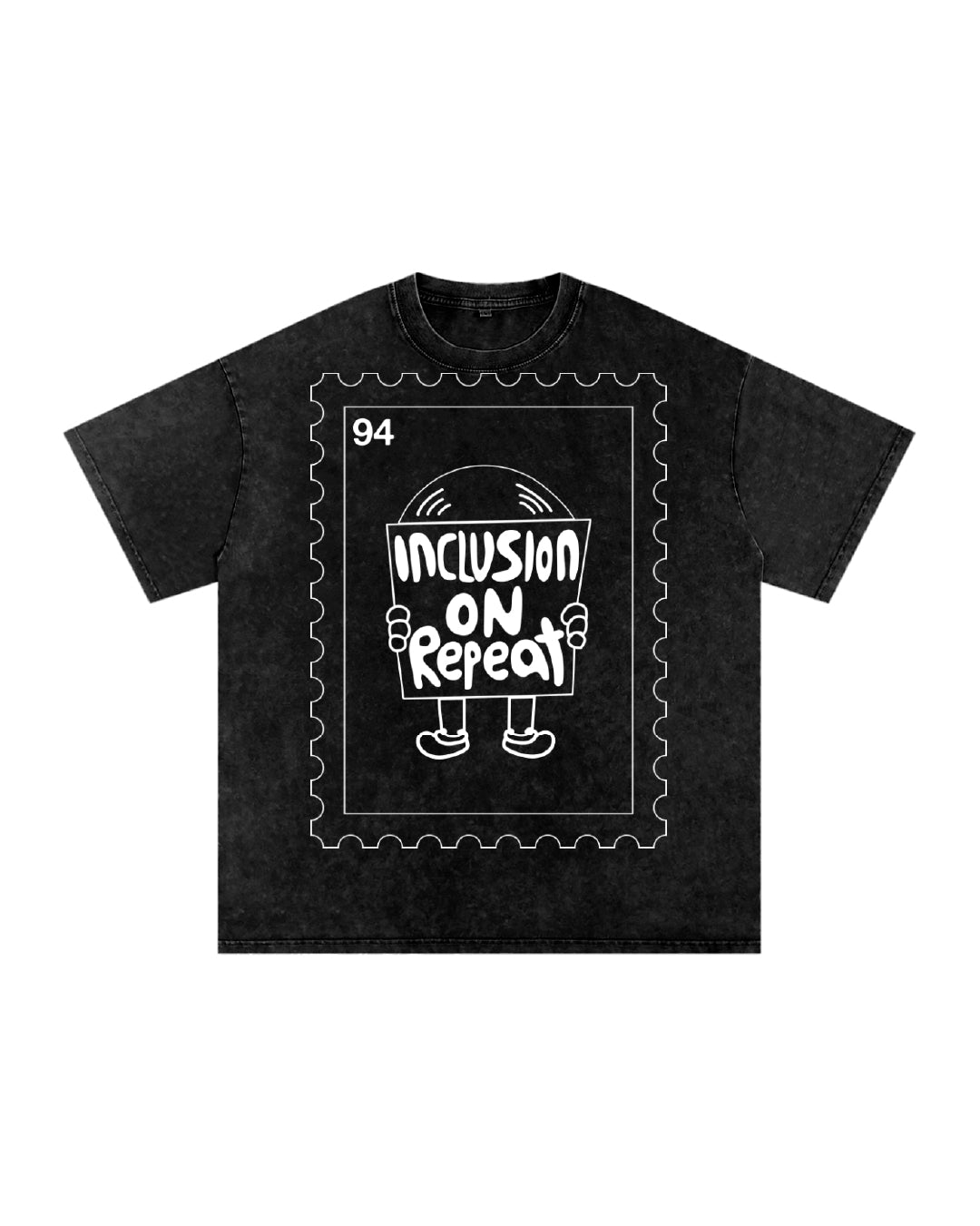 Inclusion on Repeat Stamp Outline // Unisex Snow Washed Oversized Tee