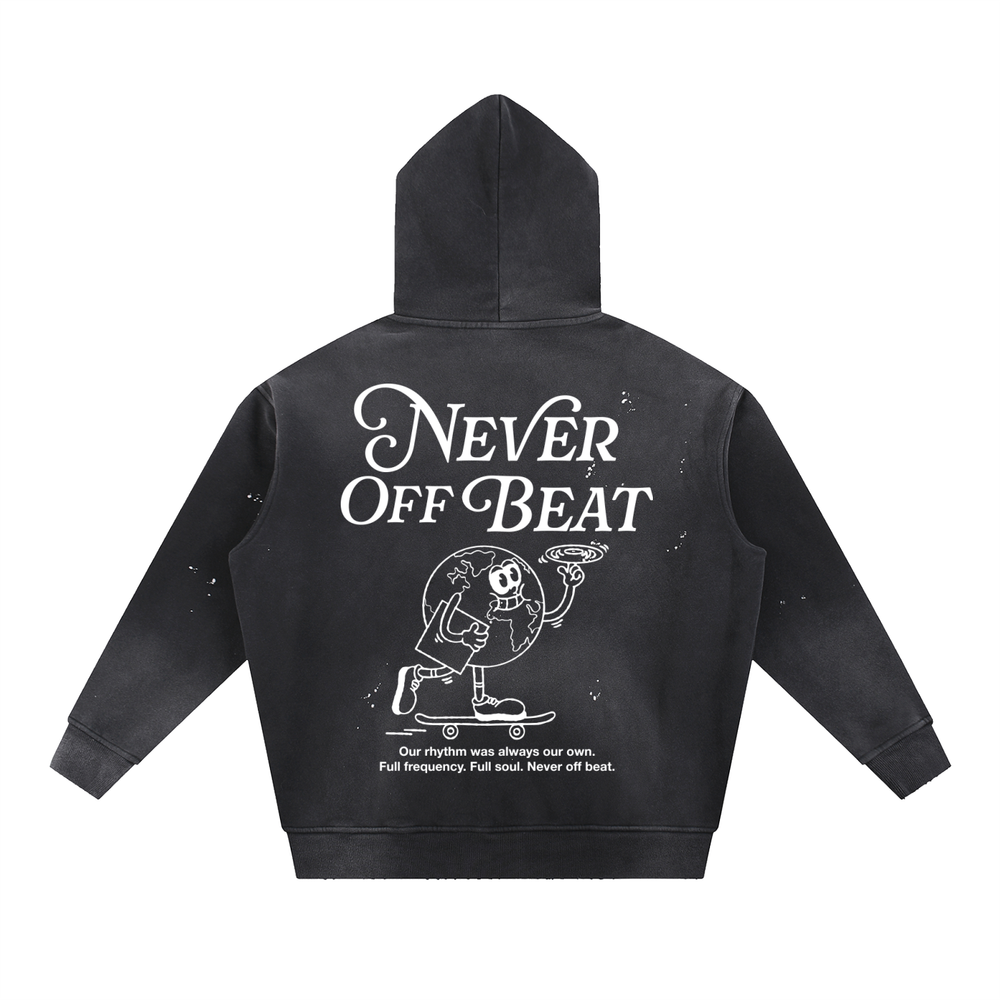 Never Off Beat Frayed Fleece Hoodie