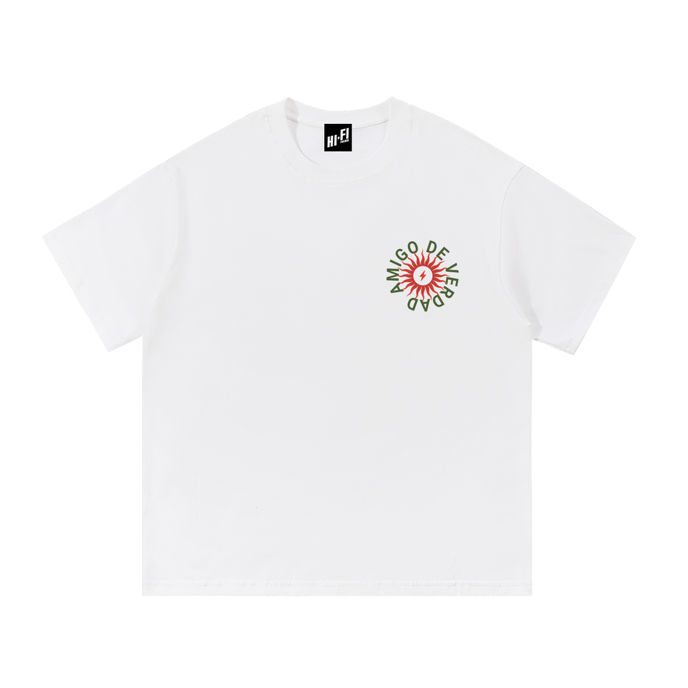 Amigo De Verdad design on a heavyweight adult unisex graphic tee.