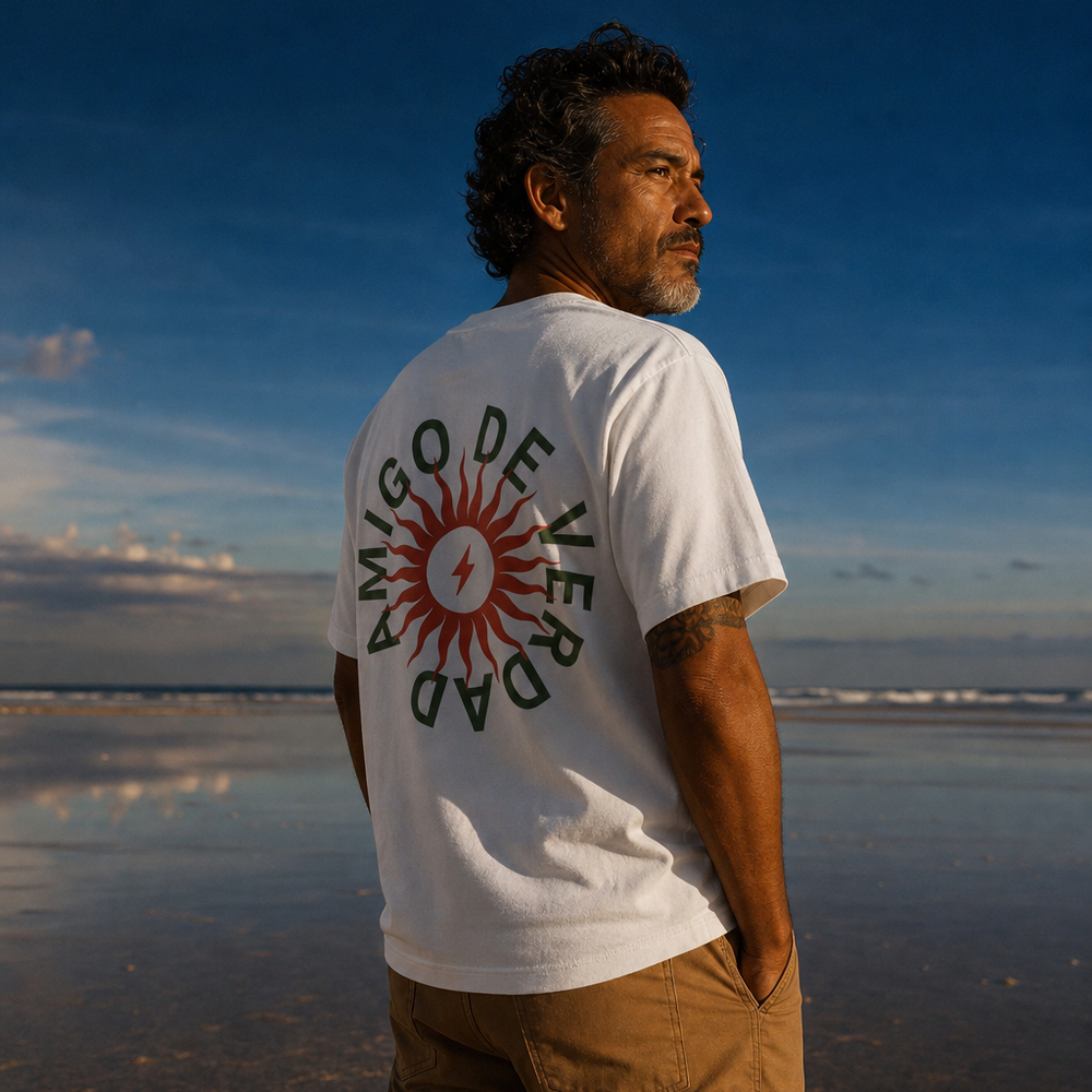 Amigo De Verdad design on a heavyweight adult unisex graphic tee.