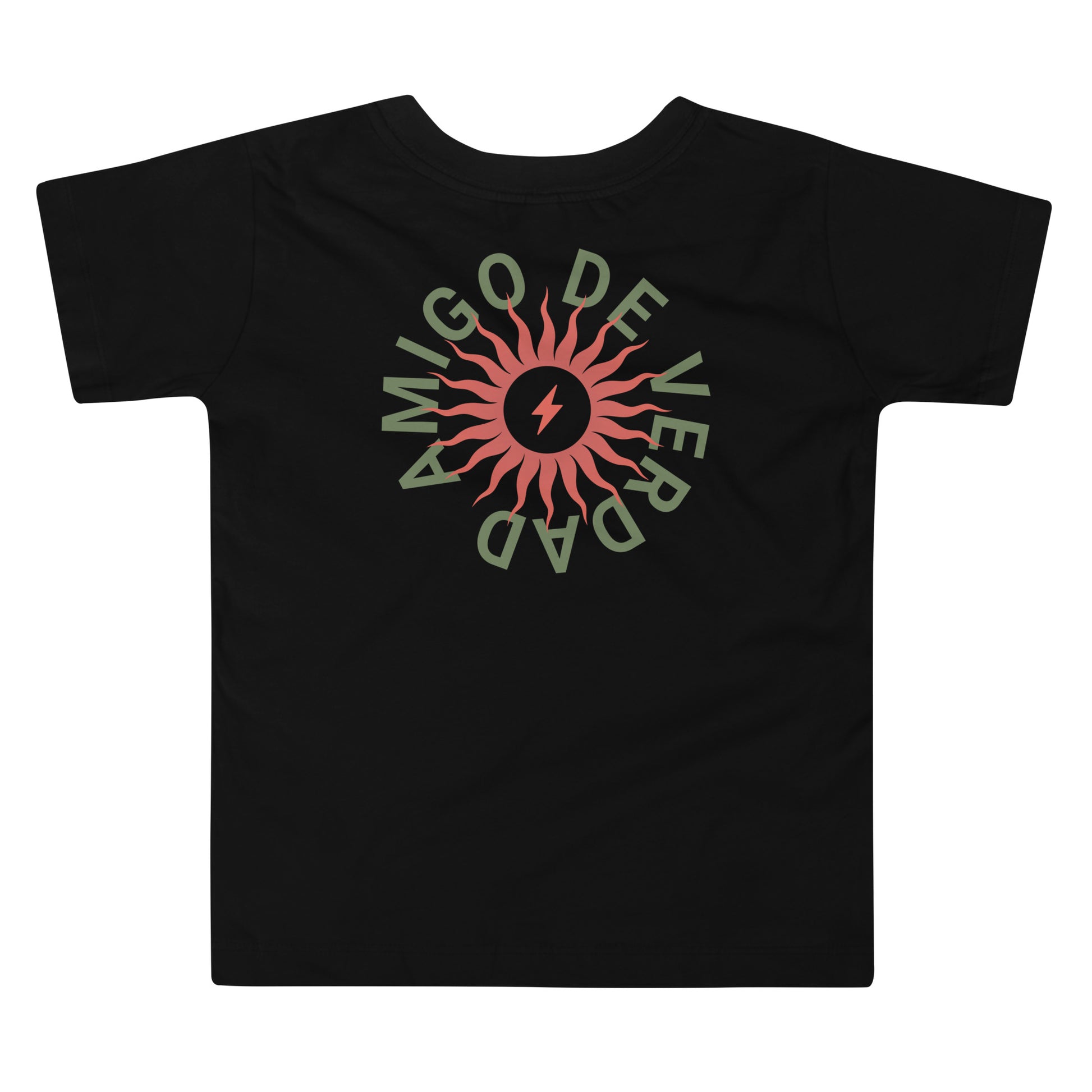 Amigo De Verdad design on a tagless, sensory-friendly toddler tee.